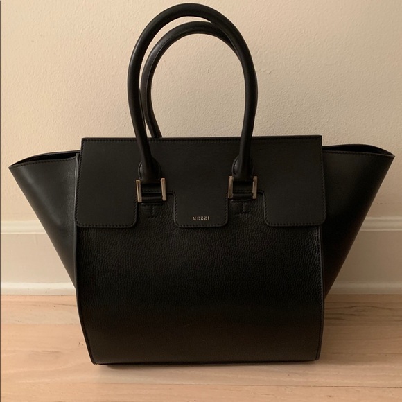MEZZI “COSIMA” Black Leather Tote - Picture 7 of 8